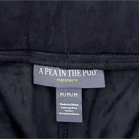 NWT A Pea In The Pod Maternity Faux Suede Below Belly Leggings Black - Picture 7 of 10